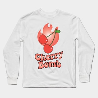 Cherry Bomb and Coral Flaming Design Long Sleeve T-Shirt